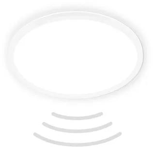 Briloner - LED Deckenlampe mit Bewegungsmelder 3m Reichweite IP44, neutralweiße Lichtfarbe, flach, 120 Grad Erfassung, Deckenleuchte, LED Badlampe, Badezimmerlampe, 42x3 cm, Weiß