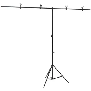 vidaXL Hintergrundständer T-Form Schwarz 201x60x(70-200) cm