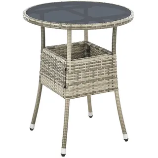 Juskys Yoro Polyrattan Gartentisch rund Ø 60 cm Grau
