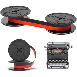 JDCMEI 2 Stück Farbband Für Schreibmaschine, Doppelpack Schreibmaschinenband, Farbband Schreibmaschine Rot und Schwarz Nylon Schreibmaschine Farbband Kompatibel mit Klassischen Modellen DIN 2103 32755