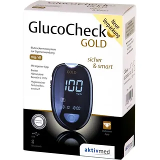aktivmed GlucoCheck GOLD Blutzuckermessgerät Set mg/dl 1 st