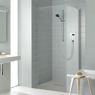 Kermi Seitenwand verkürzt neben Badewanne 80 cm Glas Klar Silber