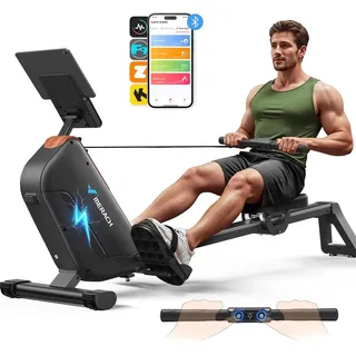 Merach Rudergerät für Zuhause, leises Fitnessgerät mit 16 Widerstandsstufen, magnetischer Widerstand, einfache Montage, platzsparend, bis 158 kg
