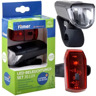 Filmer Fahrradbeleuchtung Set 30 LUX LED batteriebetrieben Schwarz
