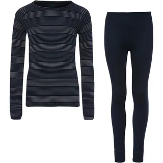 Odlo ACTIVE WARM Wäscheset Kinder in dark sapphire-gray ridge, Größe 104 - blau
