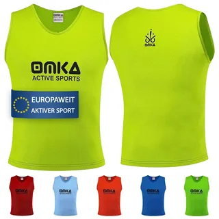 OMKA Leibchen Trainingsleibchen – Markierungshemd für Team Sport, Fussball, Training, Jogging, Hocky, Handball in Gelb, Rot, Grün, Orange, Blau für Herren, Kinder & Damen - ideal für Teams - M
