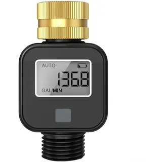 Messing 3/4 Zoll Wasserdurchflussmesser Sensor mit LCD-Display und eingebauten Filtern, für BSP und NH Gewinde für Gartenbewässerung (A)
