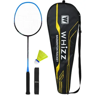 BAIHUALIN WHiZZ Graphit Badmintonschläger, Leichter Carbon Badminton Schläger Federball Set für Training, Übung, Freizeit + Federbälle + Griffbänder + Tragetasche, Blau