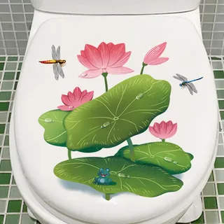 WAZUBC WC Deckelaufkleber, Wasserdichte PVC-Abziehbilder DIY Abnehmbare Wasserdichte Aufkleber Toilettenzubehör Deckel Tanksitz Abziehbilder Zisterne Selbstklebend Badezimmer Wandaufkleber (Sytle 1)