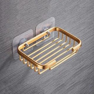 Lkw Ogechi Badezimmer Seifenschale Wand Selbstklebend, Seifenschalenhalter Dusche aus Edelstahl, Wandmontierte Seifenschale Badezimmer, Multifunktional Schwammhalter Seifenkorb Ohne Bohren (Golden)