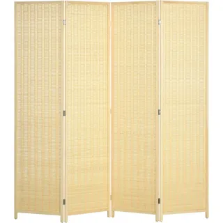 Homcom Paravent 4-teilig 180 x 1,7B x 180H cm Raumteiler Bambus Faltbar Natur, Holzwerkstoff, 1.7x180x1.7 Wohnzimmer, | Paravents, Paravents