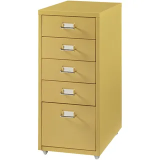 [en.casa] Rollcontainer Kökar mit 5 Schubladen 69x28x41 cm Gelb