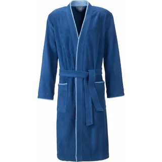Egeria Herrenbademantel EGERIA "Nico, ideal für Sauna & Spa, Hotelbademantel, Morgenmantel" Gr. XL, blau (jeansblau), L:125cm, Walkfrottee, Hausmäntel, Herrenbademantel, mit Kimono-Kragen, farblich abgesetzte Paspelierung