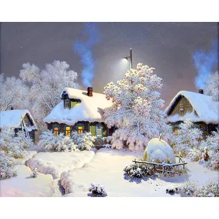 RunFar 5D Diamant Stickerei Strass Malerei DIY Diamond Painting Mosaik Set Kreuz Kunsthandwerk Stich Ideal Weinachtsgeschenk Geburstagsgeschenk Heim Room Decor im Winter Muster 40 * 30CM