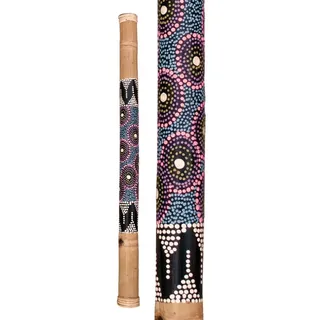 Terré Regenmacher aus Bambus bemalt Länge 60 cm Dotpaint Punktbemalung Regen imitieren Naturgeräusch Klang Percussion Weltmusik