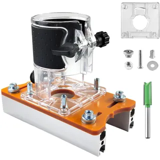 2-In-1 Oberfräse Grundplatte für Präzise Holzbearbeitung, Oberfräse Zubehör, Kantenfräse, Dominofräse, Multifunktionale Oberfräsenbasis für Holzschneider, für 64-65 mm Trimmer