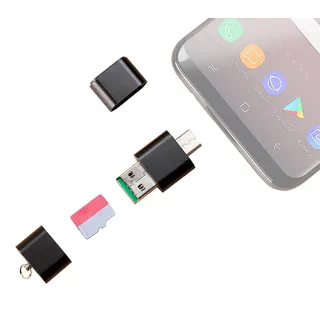 PEARL Mini SD Kartenleser: Mini-Cardreader & USB-Stick, für microSD(HC/XC) bis 128 GB, USB A & C (C Kartenleser, Speicherkartenleser, Card)