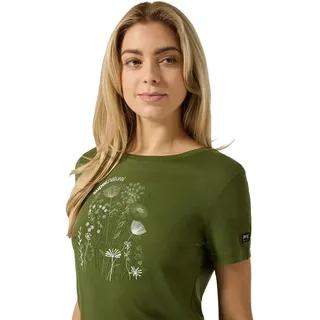 super.natural Damen Rock Flowers T-Shirt (Größe XS, oliv)