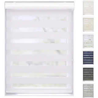 EFIXS Doppelrollo mit Kassette Montage Wand/Decke mit Bohren Breiten: 40-220, Höhe: bis 240 Hier: BxH (190 x 175) cm (Weiss) Premium Duorollo, oder ohne Bohren mit Klemmhalter am PVC-Fenster