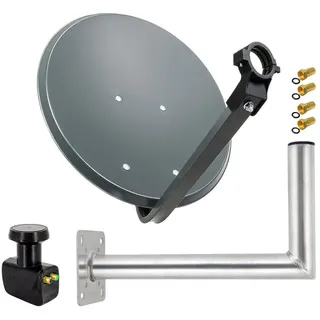 PremiumX SAT Anlage 45cm Anthrazit Satellitenantenne Twin LNB Wandhalter 45cm