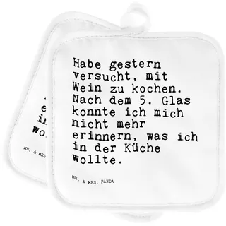 Mr. & Mrs. Panda Topflappen Habe gestern versucht, mit... - Geschenk, Spruch Sprüche Weisheiten Zitate Lustig Weisheit Worte, Rezept, Portwein, topfhalter, Set, Küchenpartie, Topflappenset, Küche