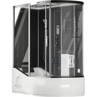 Home Deluxe Dampfdusche Mit Whirlpool Allin 4in1 - 170 x 90 Schwarz Seitenauslage: Rechts Dampfdusche Duschkabine Duschtempel Dampfsauna, - HOME DELUXE