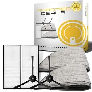 Roboter Deals - Zubehör Set, Ersatzteile Kit für Roborock S8 Pro Ultra (2X Seitenbürste, 2X Pad grau mit 2 Kammern, 2X Filter) Staubsaugroboter
