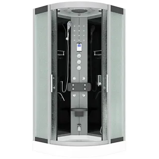 AcquaVapore Dampfdusche Dampfdusche Duschkabine D58-13M3-ALL sw 90x90, Sicherheitsglas ESG, Höhenverstellbar, Mit Bauanleitung, Mit Beleuchtung, Gehärtetes Glas schwarz