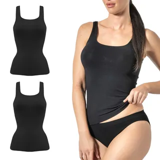 Risalti Unterhemden Damen Bambus Breiten Schulter 2stk - Tank Top Damen, Weicher als Unterhemden Damen Baumwolle, Damen Unterhemden, Unterhemd Damen, Tops Für Damen Nahtlose - Made In Italy - XXL