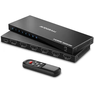 HDMI Switch 4K 60Hz, AVIDGRAM HDMI 2.0 Umschalter 5 in 1 Out, 5 Port HDMI Selector Box with IR Remote Control Support HDCP 2.2 HDR10 3D 18Gbps for Xbox PS4 HDTV Monitor
