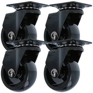 MS Beschläge 4er Set kugelgelagert Möbelrolle Schwarz 50mm
