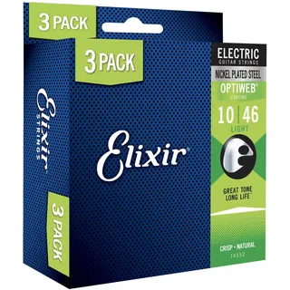 Elixir Strings – vernickelte Gitarrensaiten mit OPTIWEB-Beschichtung – Elixir E-Gitarrensaiten – 3er-Pack, Light 10-46