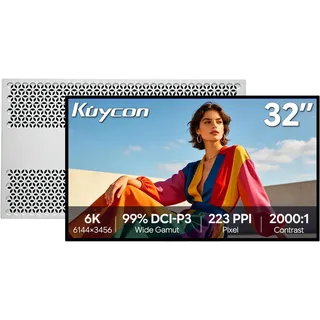 Kuycon G32P 31,5'' 6K Monitor 6144x3456, 2000:1 Kontrast | 2000:1 Kontrast 500 cd/m2, 99% DCI-P3 USB-C 100W 80Gbps, ATW AR-entspiegelt, für Designer Videobearbeitung CAD