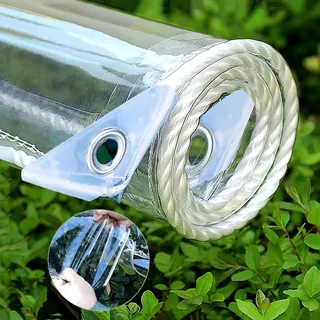 NIANXINN Transparente PVC Plane Mit Ösen,Multifunktionale wasserdichte Durchsichtig Abdeckplane,0,35mm Dick,Reißfest,Staubdicht,Für Gewächshaus,Terrasse,Hutch Dach,Anpassbar (170cm x 120cm)
