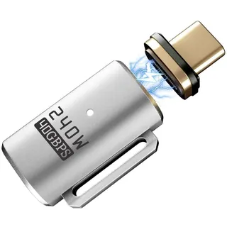 IVIVTOR USB C Magnet Adapter - 240W Magnetisch USBc Stecker 24 pin mit 40gbps Übertragungsgeschwindigkeit geeignet für Laptop Tablet Handy - Silber