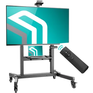 ONKRON TV Ständer rollbar für 50-100 Zoll Fernseher, max Last 130 kg, motorisierter TV Standfuss höhenverstellbar mit Fernbedienung, max VESA 1000x600 Fernsehständer mit Rollen Schwarz TS1991E-B