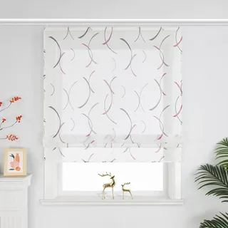 Joyswahl Raffrollo mit Klettband Lichtdurchlässig Raffgardinen Wohnzimmer Fenster Vorhänge raffrollos für Fenster mit Klettschiene Modern HxB 140 x 100 cm Violett 1 Stück
