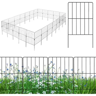 Goplus 25 Stück Gartenzaun Metall, 60 cm hoch Steckzaun Komplettset, Metallzaun Teichzaun Zaun für Hunde, Garten