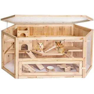Hti-Living Kleintierkäfig Hamsterkäfig 80 x 40 x 43 cm beige
