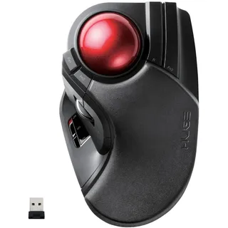 ELECOM HUGE Trackball Mouse, Index/Middle Finger, 2.4GHz Wireless | Large 52mm Ball, Ergonomic Design, Palm Rest, 8 Programmable Buttons, Tilt Wheel, 500-1500 DPI, Windows11, macOS (M-HT1DRBK)