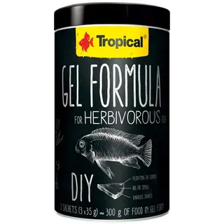 SUPER Aquarium LTD Tropische Gel-Formel für pflanzenfressende Fische mit hohem Algengehalt 36% Bodenfischfutter, Malawi (1000 ml/300 g Dose)