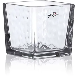 SANDRA RICH Teelichthalter, Windlicht Cube Rocky DOTS H. 8cm 8x8cm Glas