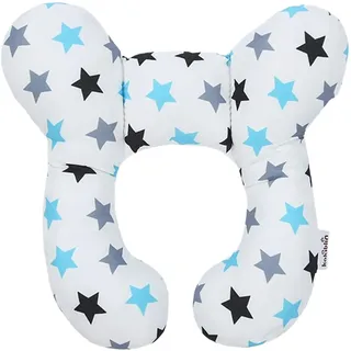 Baby Nackenstützkissen,Weicher U Förmiger Baumwoll Kopfschutz für Neugeborene,Kinderwagen Reisekissen mit Niedlichen Mustern für den Schlaf im Autositz,Schützt die Gesunde Entwicklung (Sterne)