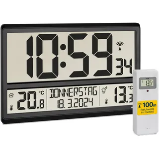 TFA Digitale XL-Funkuhr 36,0 cm 60.4521.01 schwarz