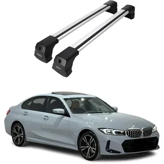 Dachträger Grundtäger kompatibel mit BMW 3er G20 2019-2025 / G80 Limo 2021-2025 Aluminium 75kg Silber 2tlg Fixpunkte für Fahrradträger, Dachboxen, Skiträger Abschließbar