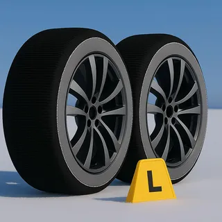 2 Stück Textil Schneeketten Homologierte EN 16662-1, Farbe Schwarz, Größe L, Winterreifen Schneesocken für Autos, Leicht zu Installieren (Schwarz, L)