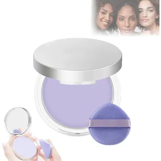 Gokame Lavender Matte Powder, Lavender Matte Oil Control Face Pressed Powder, Lavender Non Powder Magic Powder, Polvo Compacto with Mini Powder Puff,Long Lasting and Waterproof (1pcs)