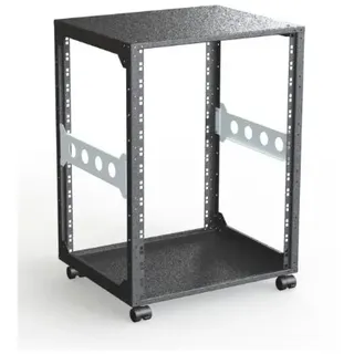 Rack Magic - 19" Mini Rack 15HE - 440mm Tiefe - Schwarz - 19 Zoll Serverschrank - 19" Studiorack - Open Frame Rack