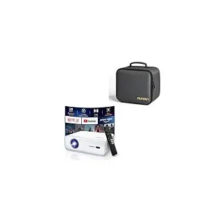 Aurzen EAZZE D1 Beamer mit Tragetasche im Set – dreilagiger Rundumschutz, praktische Klettfächer, leichtes und kompaktes Reise-Set