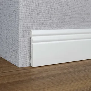 PROVISTON Sockelleiste Berliner Profil 16 x 100 x 2000 mm Elegante Hamburger Leiste Hochwertige Fußleiste Kunststoff Weiß Wasserfest, Robust und Langlebig